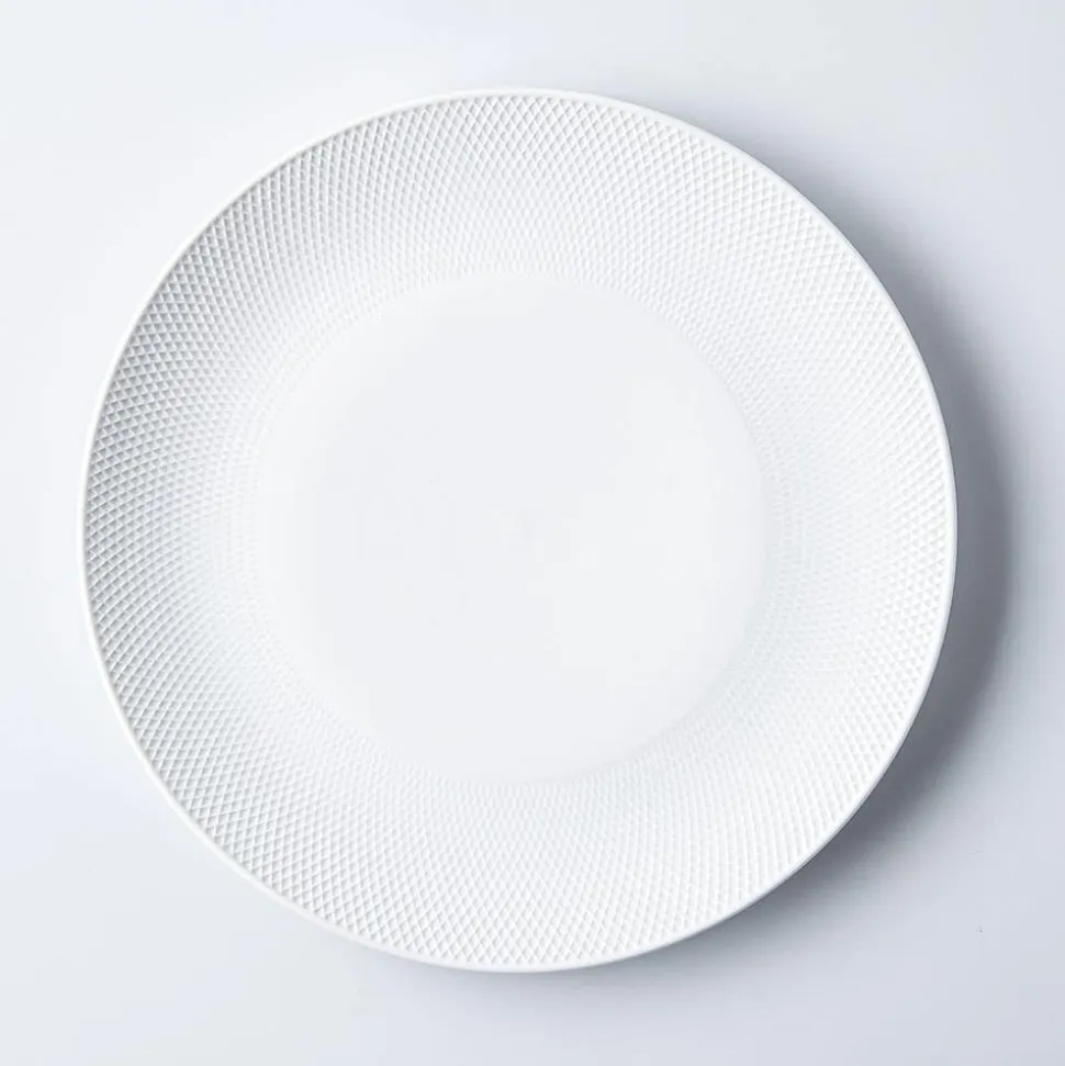 A La Carte 'Diamond Coupe' Porcelain Dinner Plate 10.25" D (White)