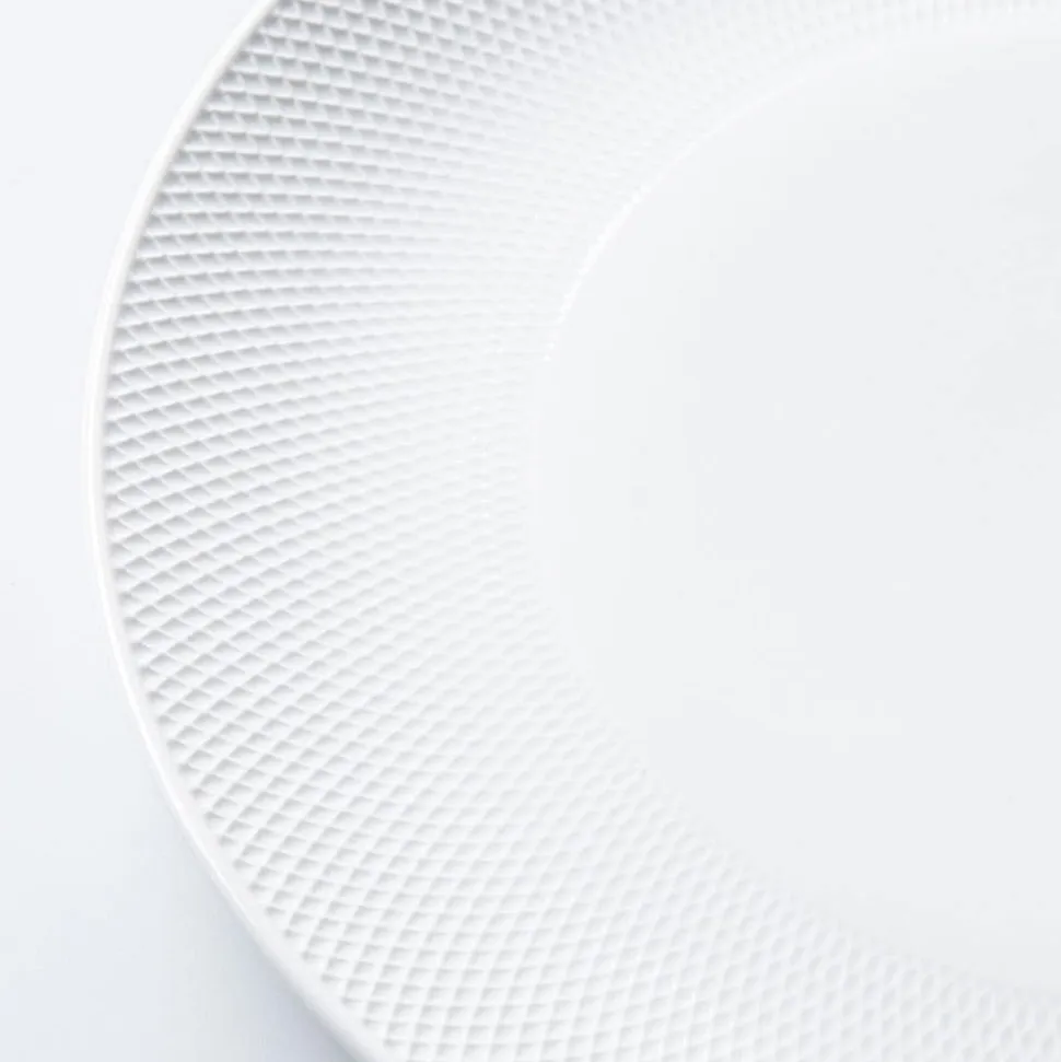 A La Carte 'Diamond Coupe' Porcelain Dinner Plate 10.25" D (White)