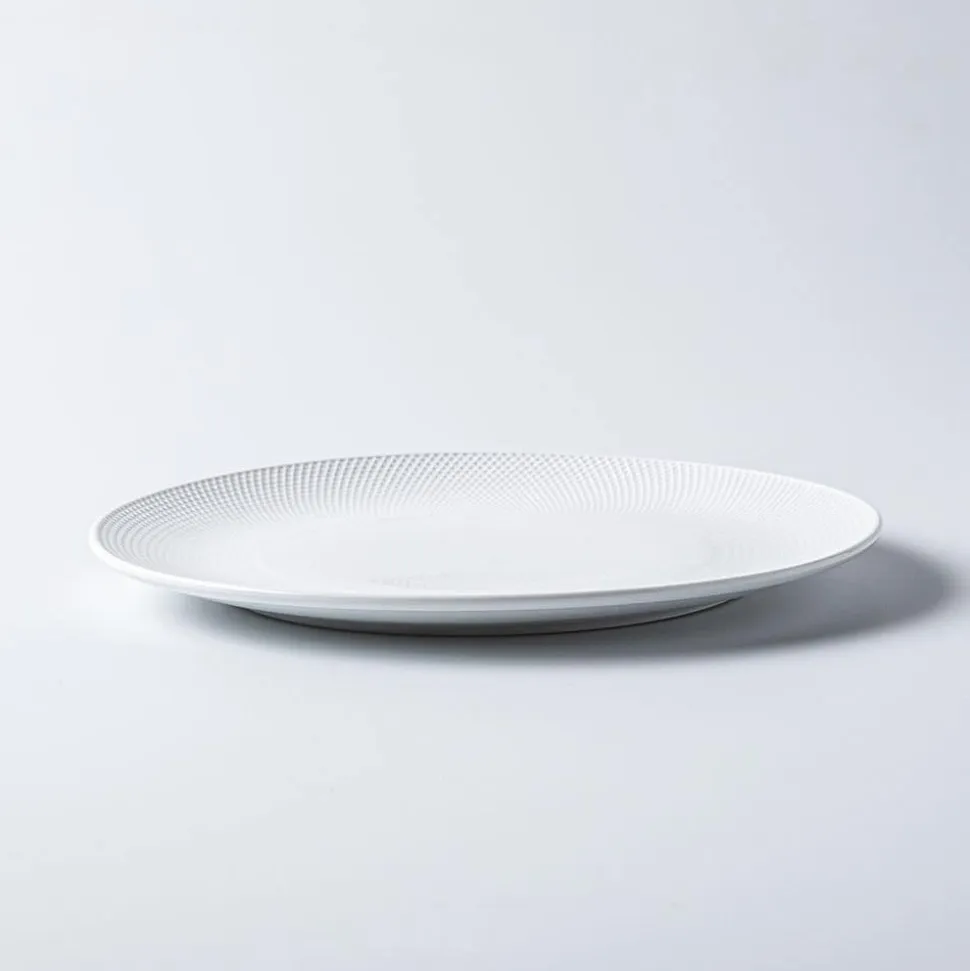 A La Carte 'Diamond Coupe' Porcelain Dinner Plate 10.25" D (White)