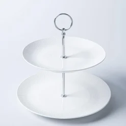 A La Carte 'Diamond Coupe' 2-Tier Porcelain Serving Dish (White)