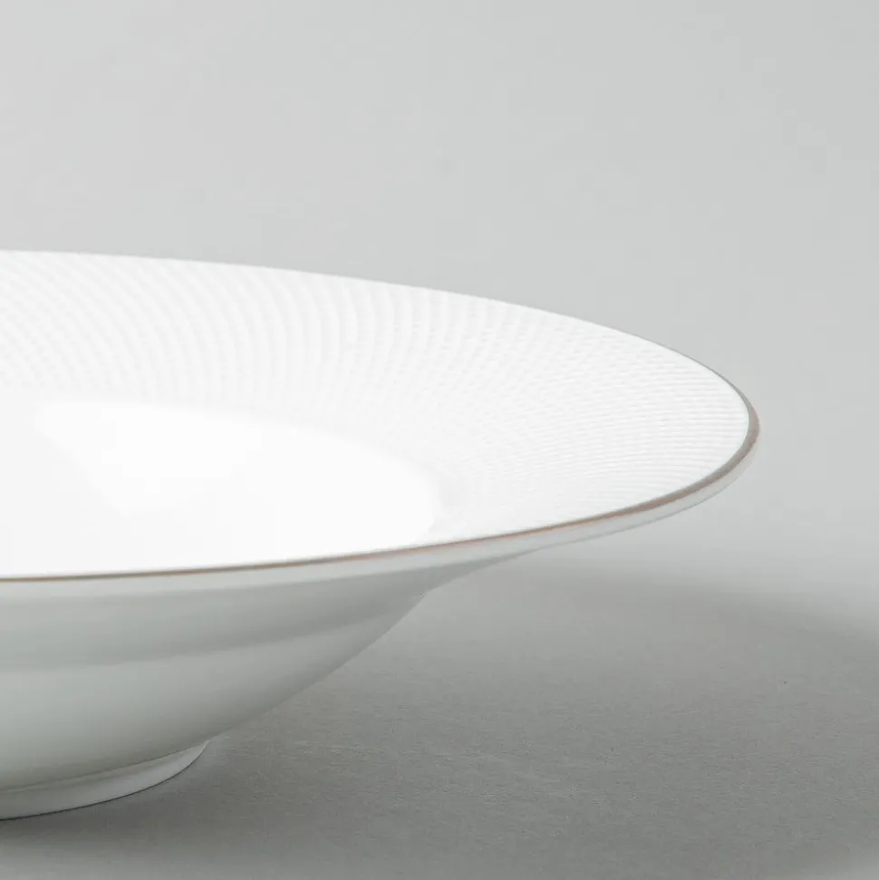 A La Carte 'Diamond Platinum' Porcelain Soup/Pasta Plate (White)