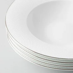 A La Carte 'Diamond Platinum' Porcelain Soup/Pasta Plate (White)