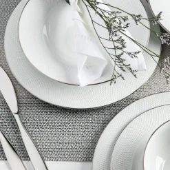 A La Carte 'Diamond Platinum' Porcelain Soup/Pasta Plate (White)