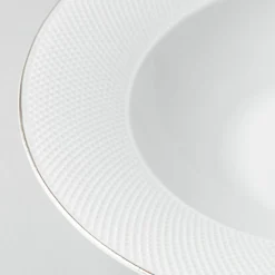 A La Carte 'Diamond Platinum' Porcelain Soup/Pasta Plate (White)