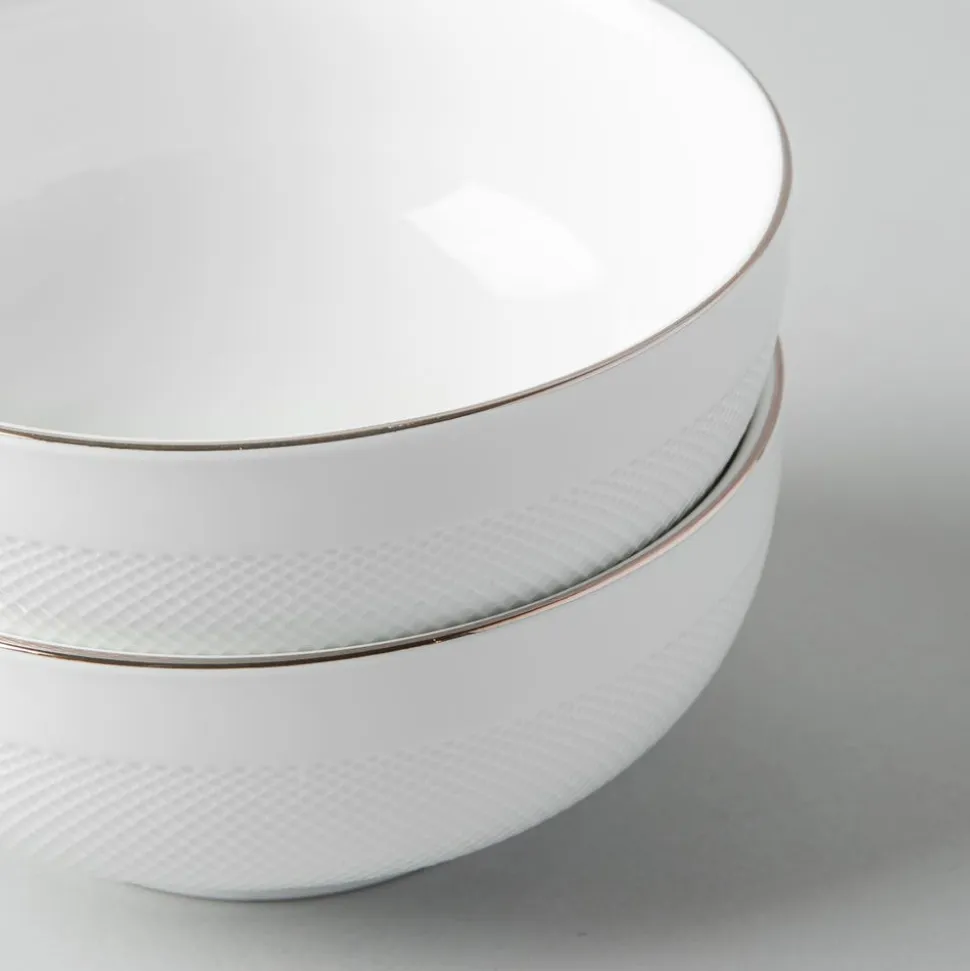 A La Carte 'Diamond Platinum' Porcelain Cereal Bowl (White)