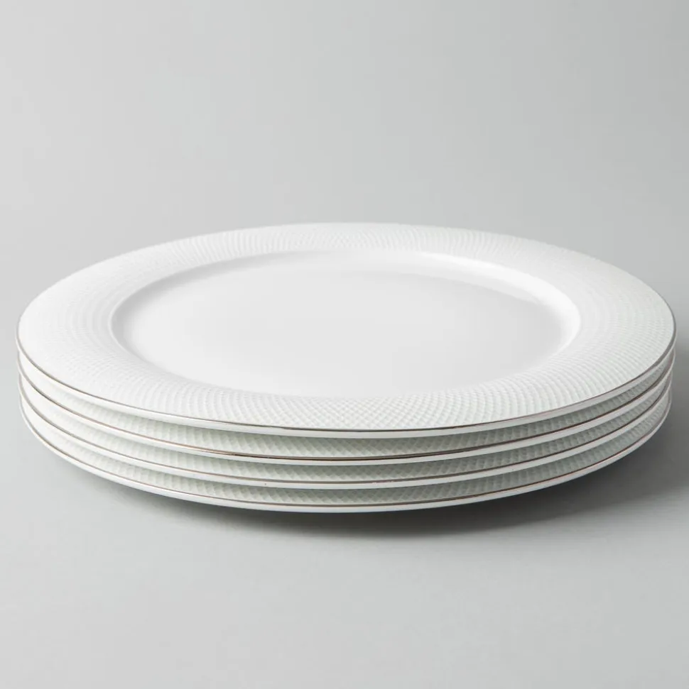 A La Carte 'Diamond Platinum' Porcelain Dinner Plate (White)