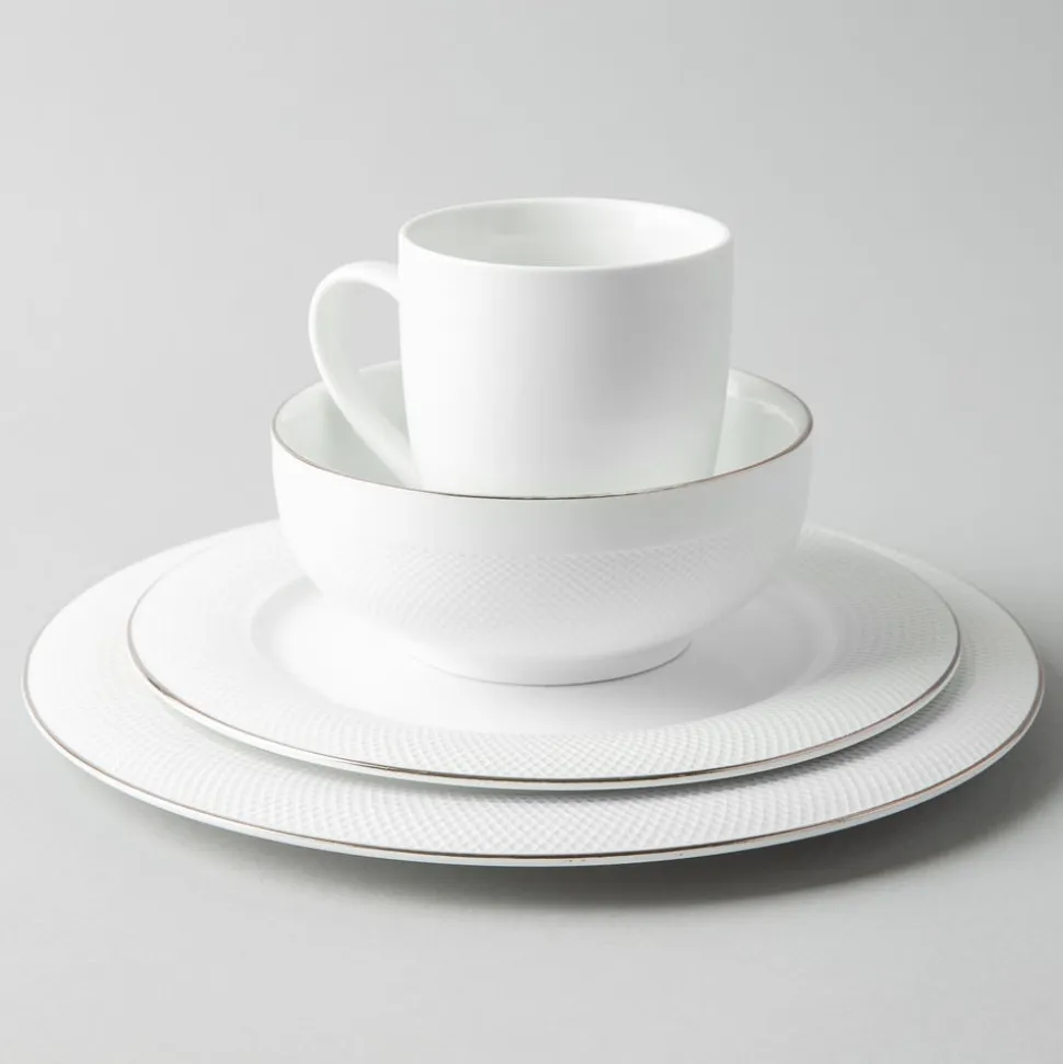 A La Carte 'Diamond Platinum' Porcelain Dinner Plate (White)