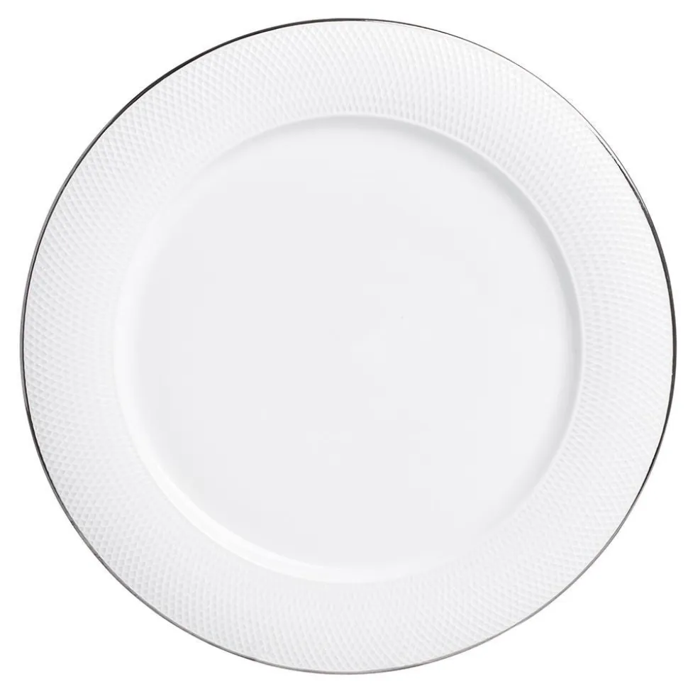 A La Carte 'Diamond Platinum' Porcelain Dinner Plate (White)