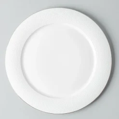 A La Carte 'Diamond Platinum' Porcelain Dinner Plate (White)