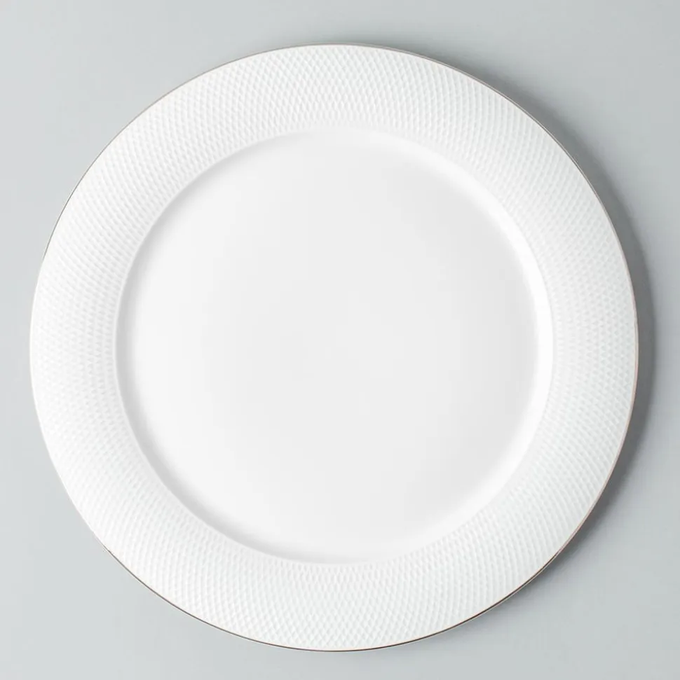 A La Carte 'Diamond Platinum' Porcelain Dinner Plate (White)
