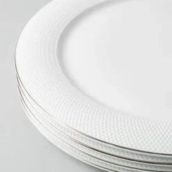 A La Carte 'Diamond Platinum' Porcelain Dinner Plate (White)