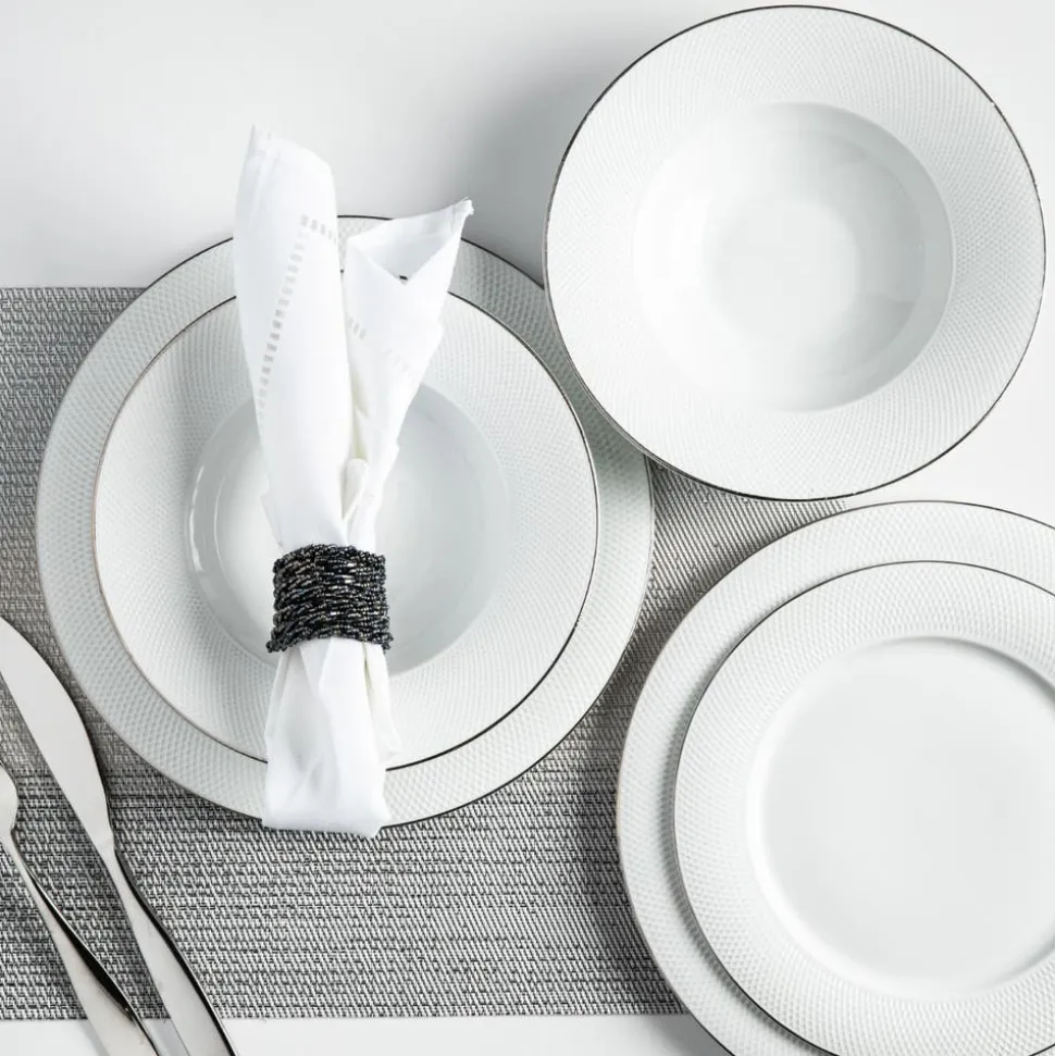 A La Carte 'Diamond Platinum' Porcelain Side Plate (White)