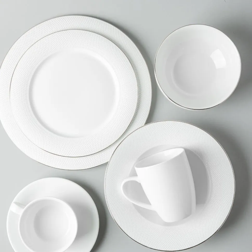 A La Carte 'Diamond Platinum' Porcelain Side Plate (White)
