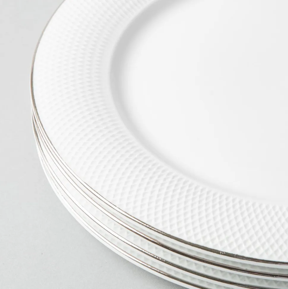 A La Carte 'Diamond Platinum' Porcelain Side Plate (White)