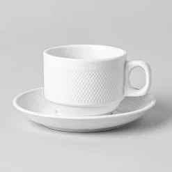 A La Carte 'Diamond' Porcelain Cup & Saucer (White)