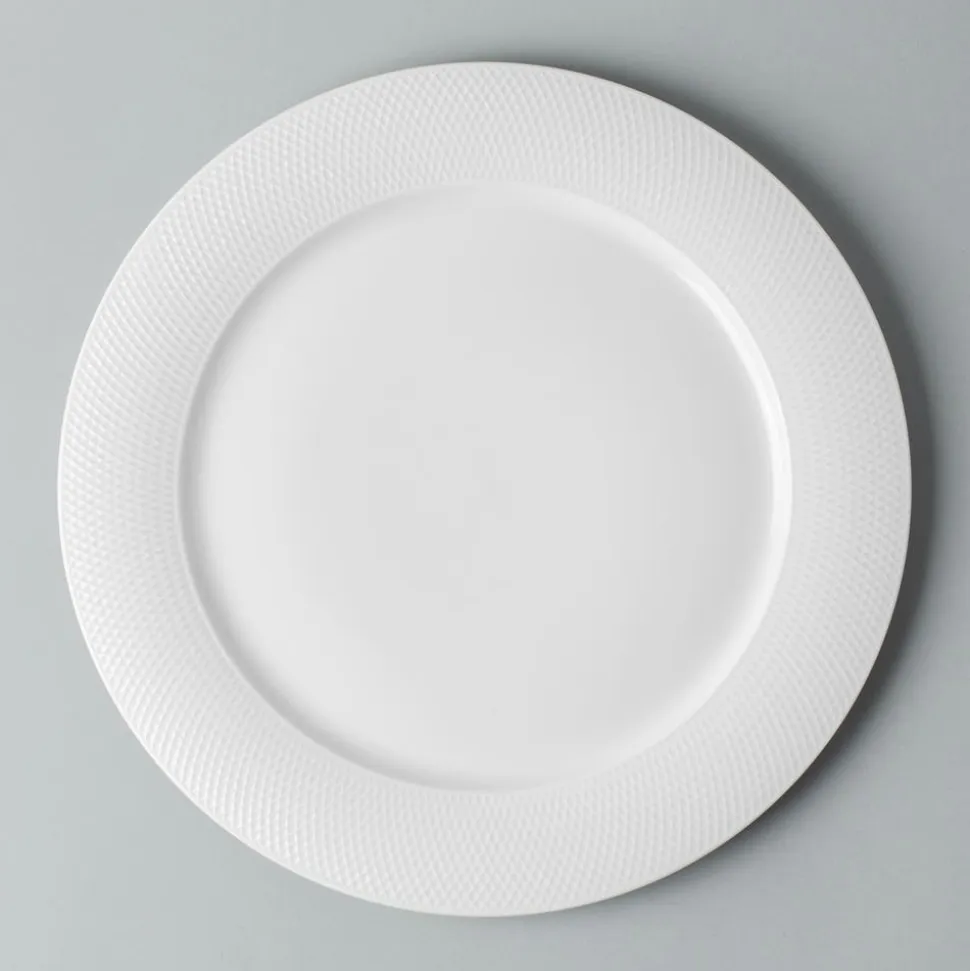 A La Carte 'Diamond' Porcelain Dinner Plate (White)