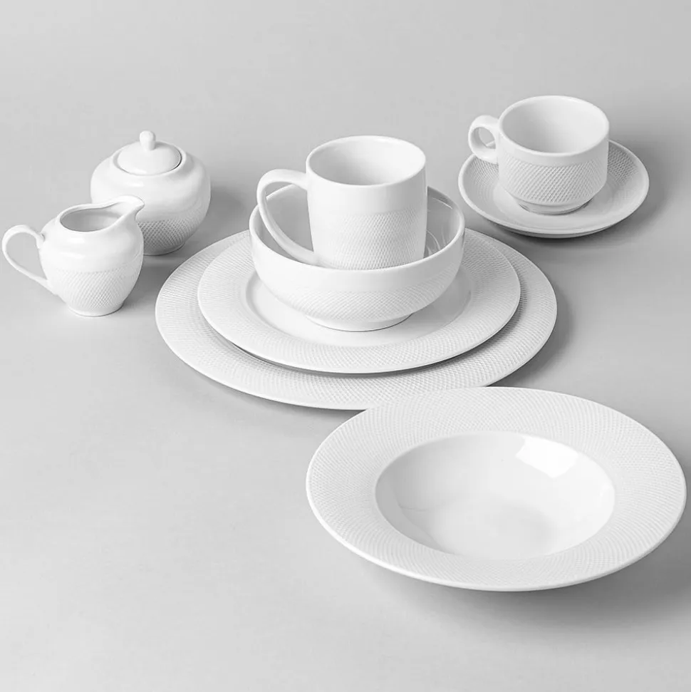A La Carte 'Diamond' Porcelain Oval Platter 14" (White)