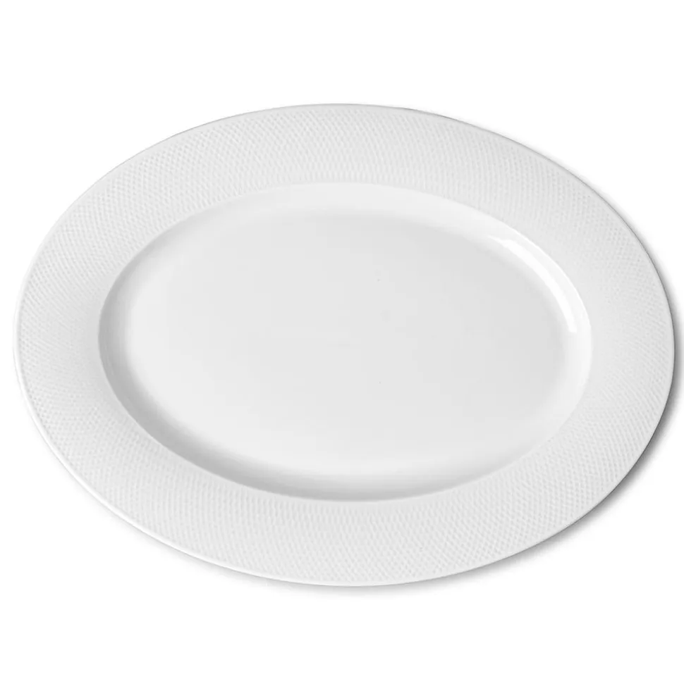 A La Carte 'Diamond' Porcelain Oval Platter 14" (White)