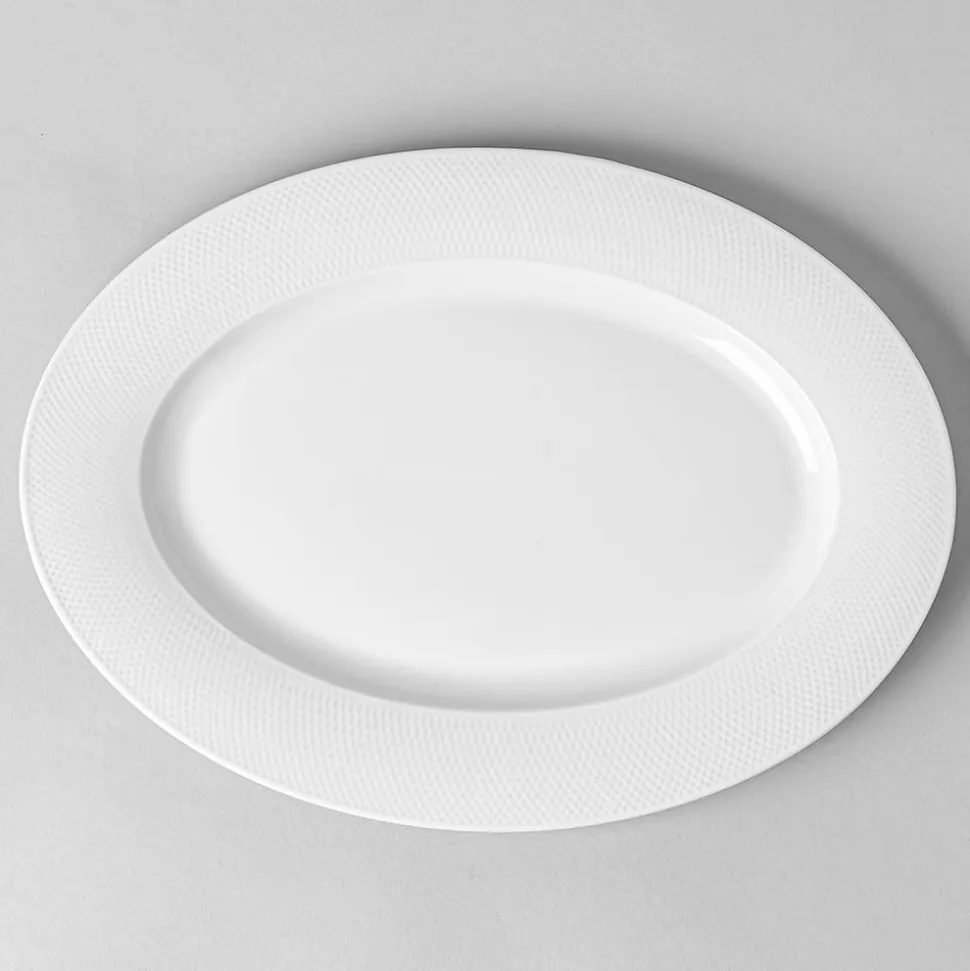 A La Carte 'Diamond' Porcelain Oval Platter 14" (White)