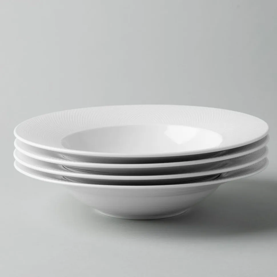 A La Carte 'Diamond' Porcelain Soup- Pasta Plate (White)