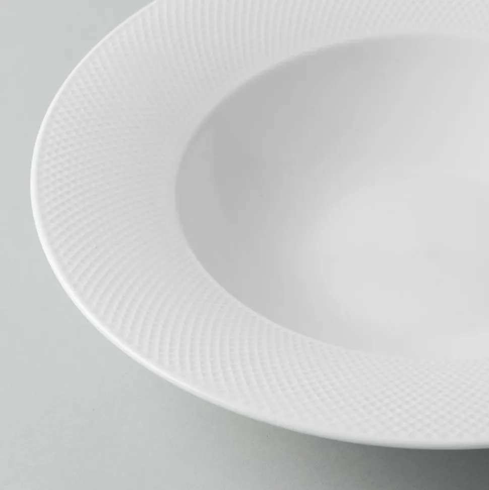 A La Carte 'Diamond' Porcelain Soup- Pasta Plate (White)