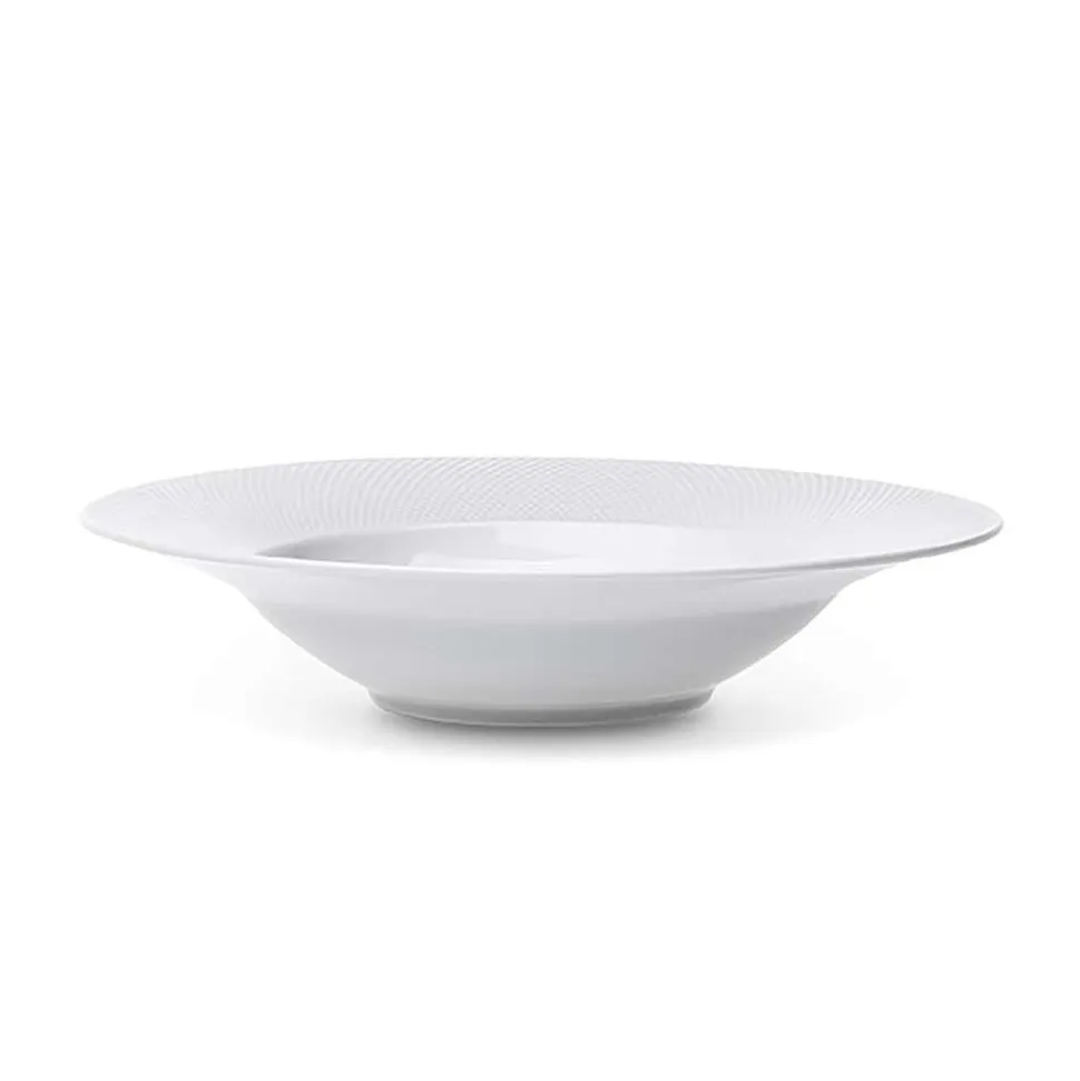 A La Carte 'Diamond' Porcelain Soup- Pasta Plate (White)