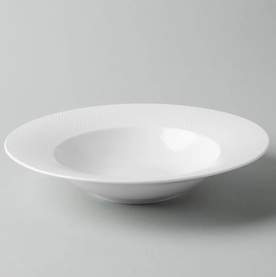 A La Carte 'Diamond' Porcelain Soup- Pasta Plate (White)