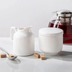 A La Carte Essentials Porcelain Creamer & Sugar Bowl - Set of 2