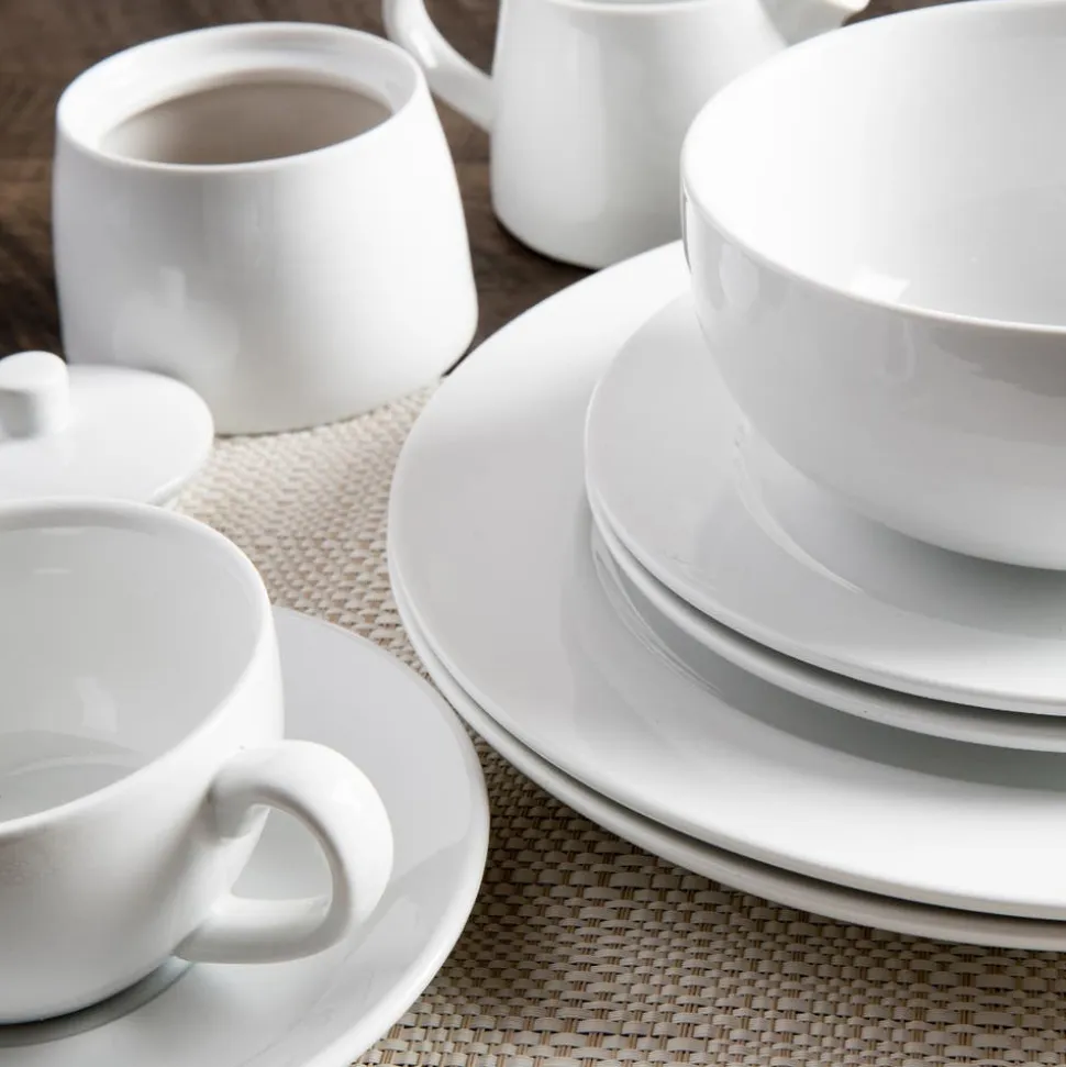 A La Carte 'Oxford' Porcelain Espresso Cup with Saucer 90ml (White)