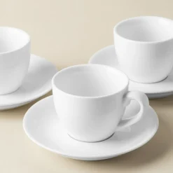 A La Carte 'Oxford' Porcelain Espresso Cup with Saucer 90ml (White)