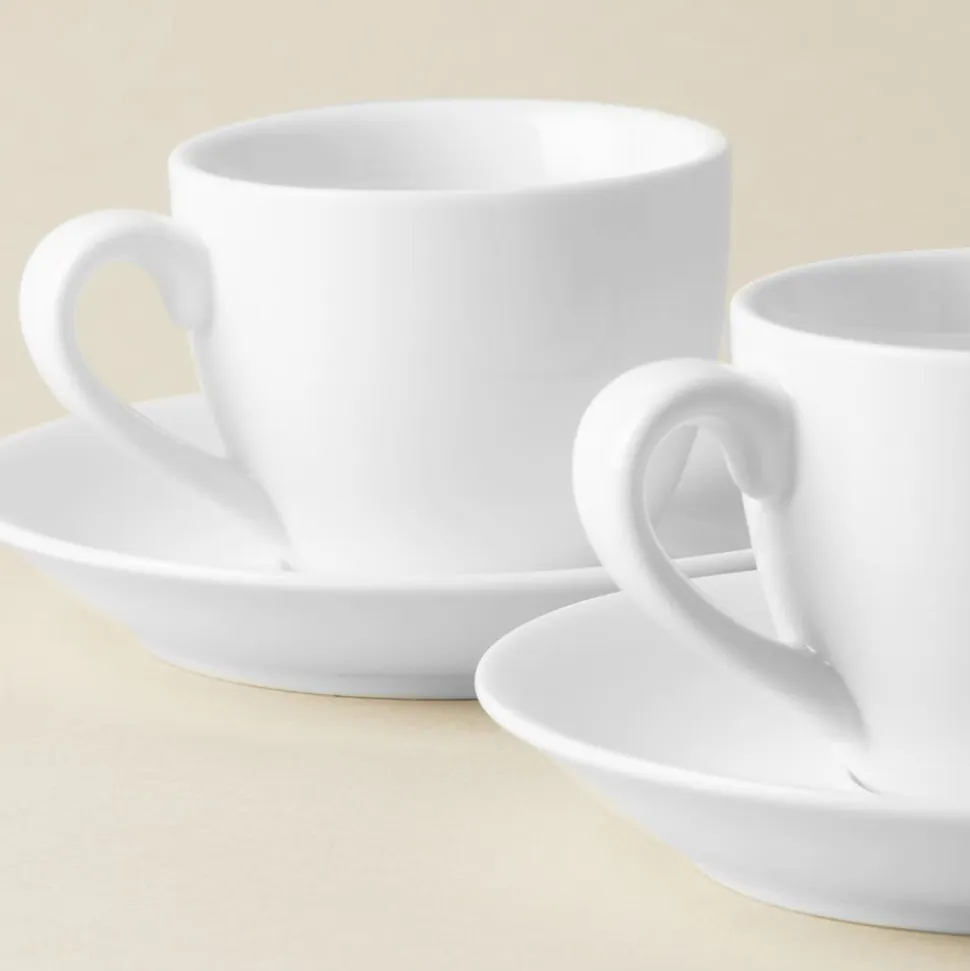 A La Carte 'Oxford' Porcelain Espresso Cup with Saucer 90ml (White)