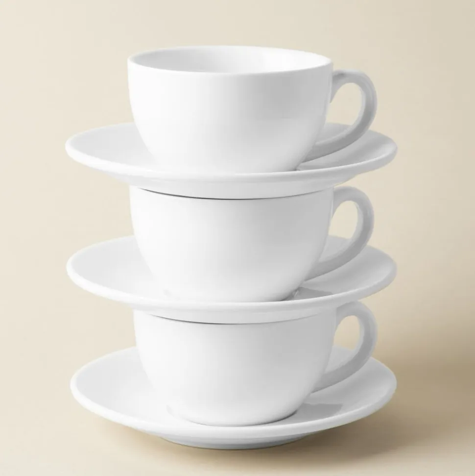 A La Carte 'Oxford' Porcelain Teacup with Saucer 250ml (White)