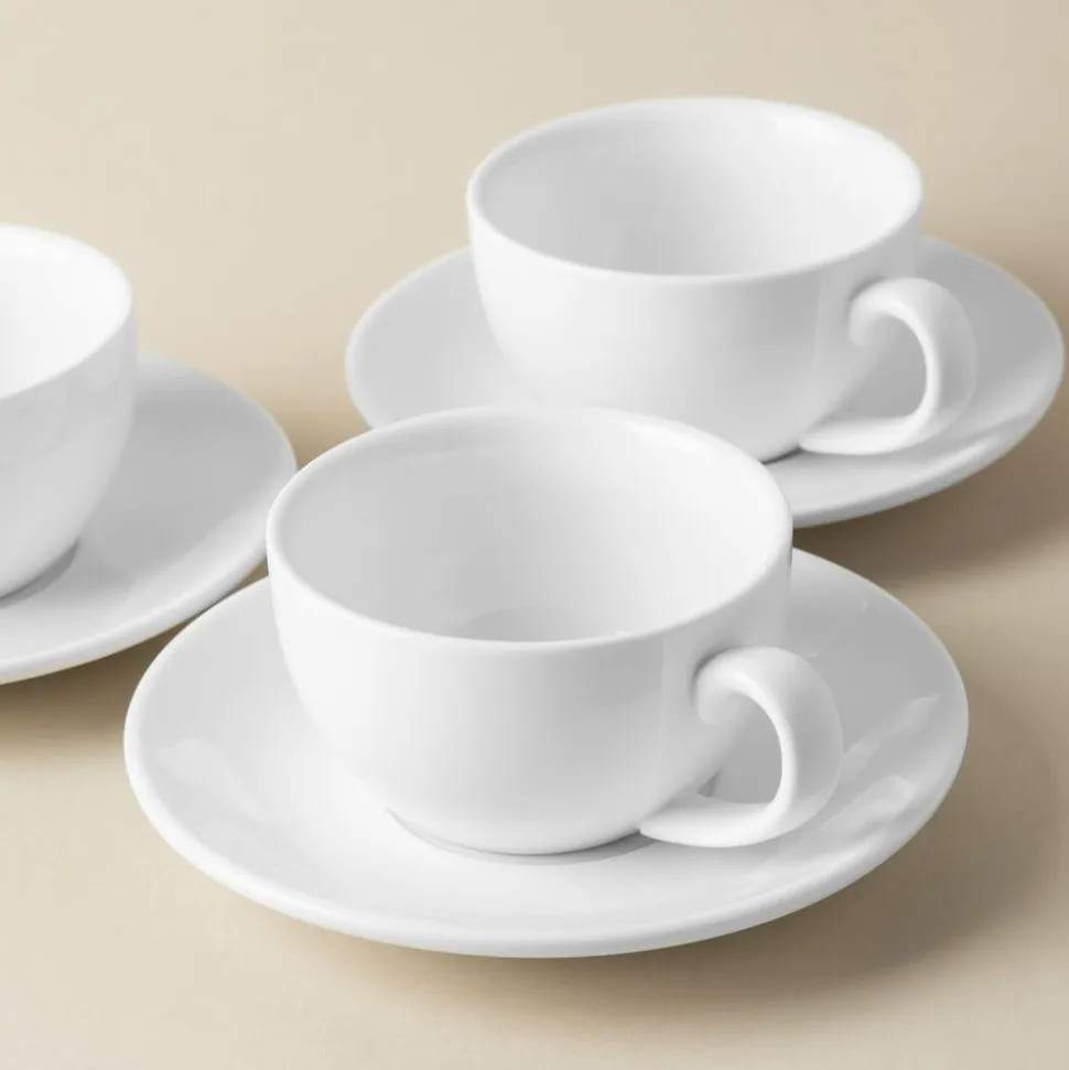 A La Carte 'Oxford' Porcelain Teacup with Saucer 250ml (White)