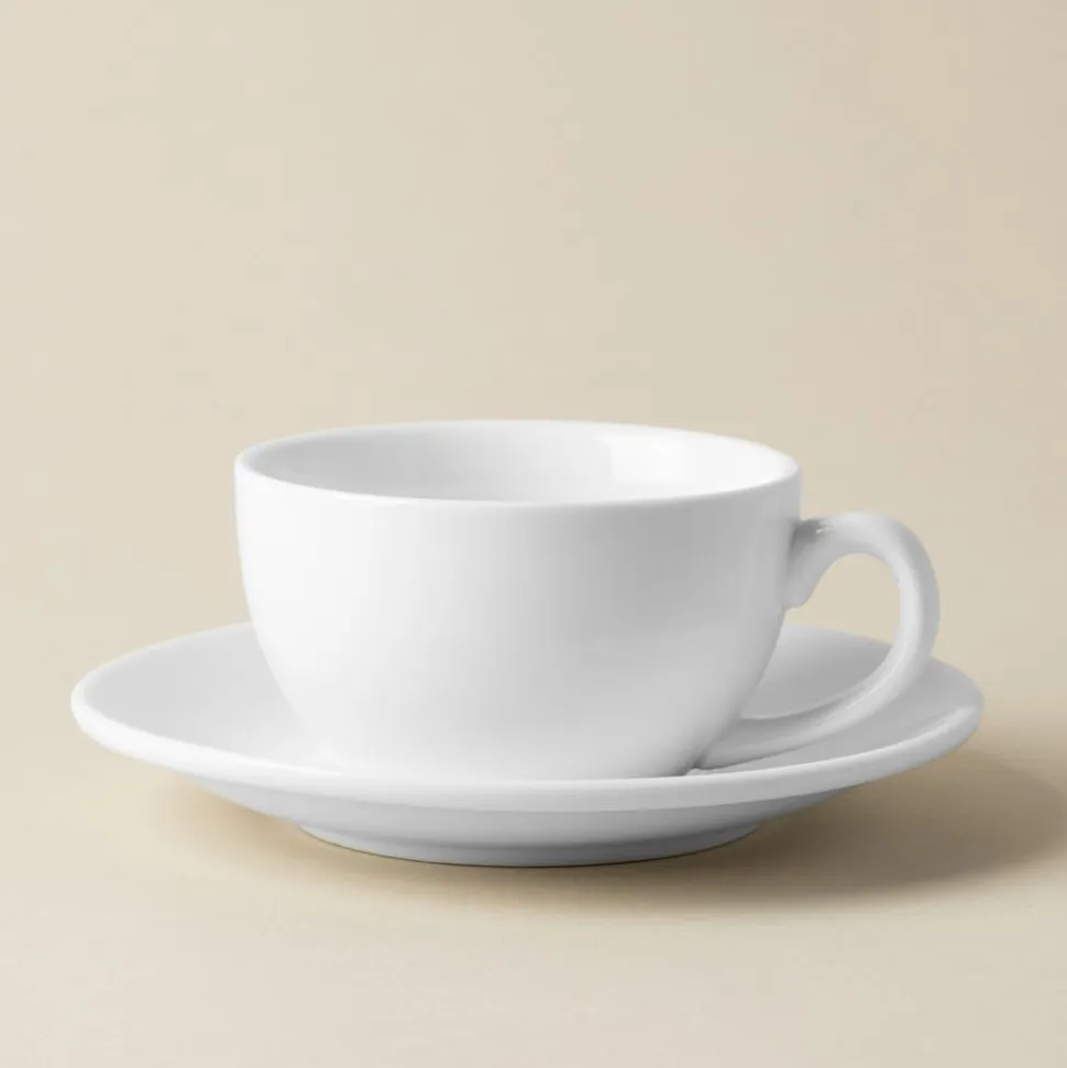 A La Carte 'Oxford' Porcelain Teacup with Saucer 250ml (White)
