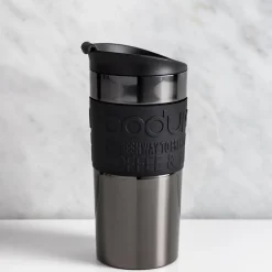 Bodum Silicone Band Double Wall Travel Mug (Gunmetal)