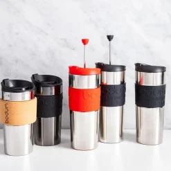 Bodum Silicone Band Double Wall Travel Mug (Gunmetal)