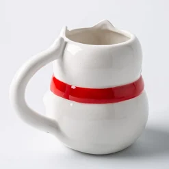 Boston Warehouse Flea Market Shaped 'Happy Cat' Mug (White/Red/Gold)
