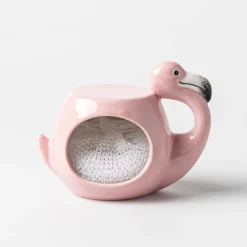 Boston Warehouse Scrubby 'Flamingo' Ceramic Scrubby Holder
