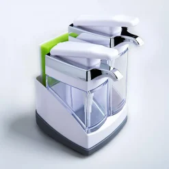 Casabella Sink Sider Duo Soap Dispenser with Sponge (White/Chrome)