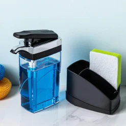 Casabella Sink Sider Soap Dispenser with Sponge (Black/Chrome)