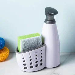 Casabella Sink Sider Soap Dispenser with Sponge (White/Grey)