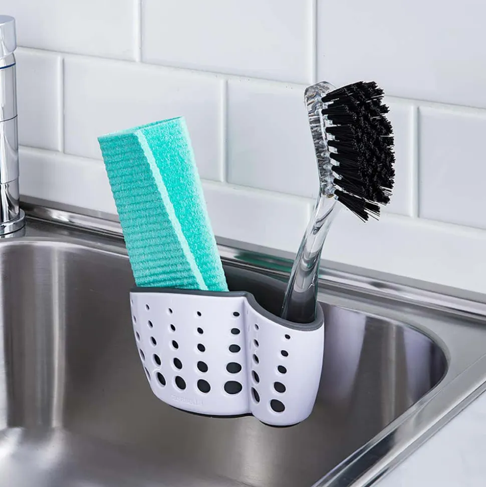 Casabella Sink Sider Suction Cup Sponge Holder (White/Grey)