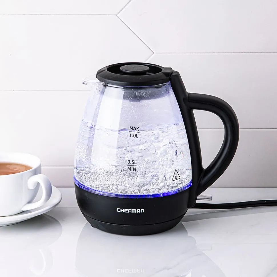 Chefman Fast-Boil Cordless Glass Kettle 1L