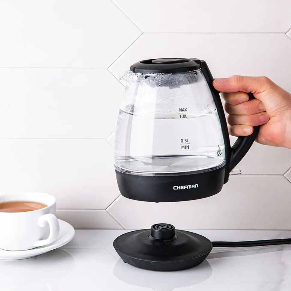 Chefman Fast-Boil Cordless Glass Kettle 1L