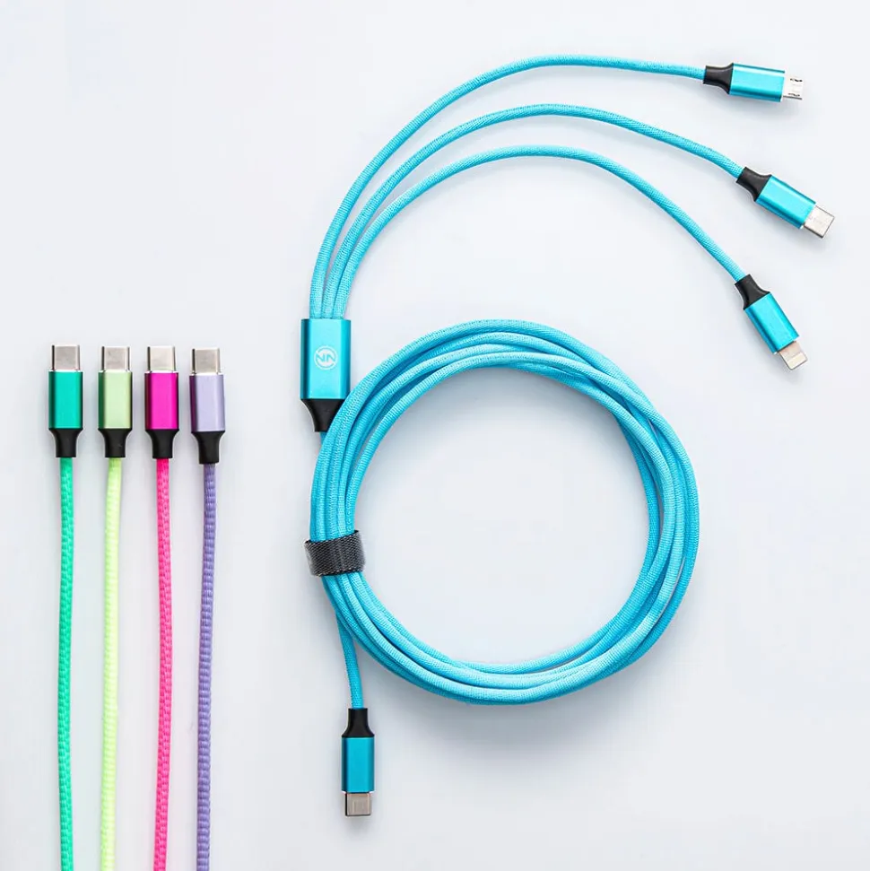 Connect Heavy Duty 'Usb-C To 3-In-1' Charge & Sync Cable (Rainbow)