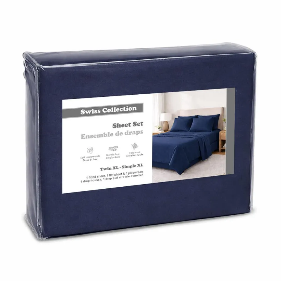 Cotton House Microfiber Twin XL Sheet Set (Navy)