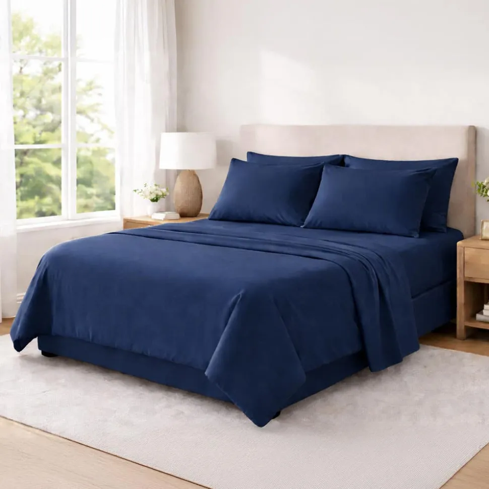 Cotton House Microfiber Twin XL Sheet Set (Navy)