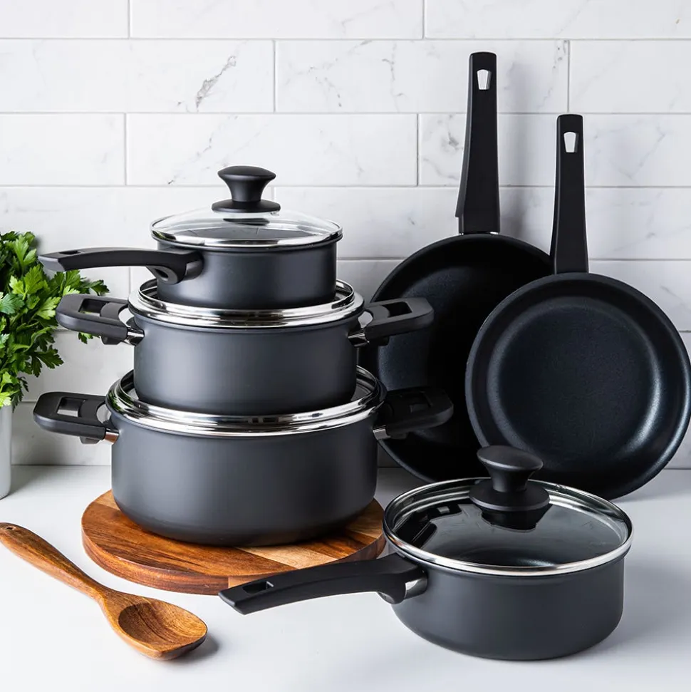 Cuisipro Soft Touch Cookware Combo - Set of 10 (Black)