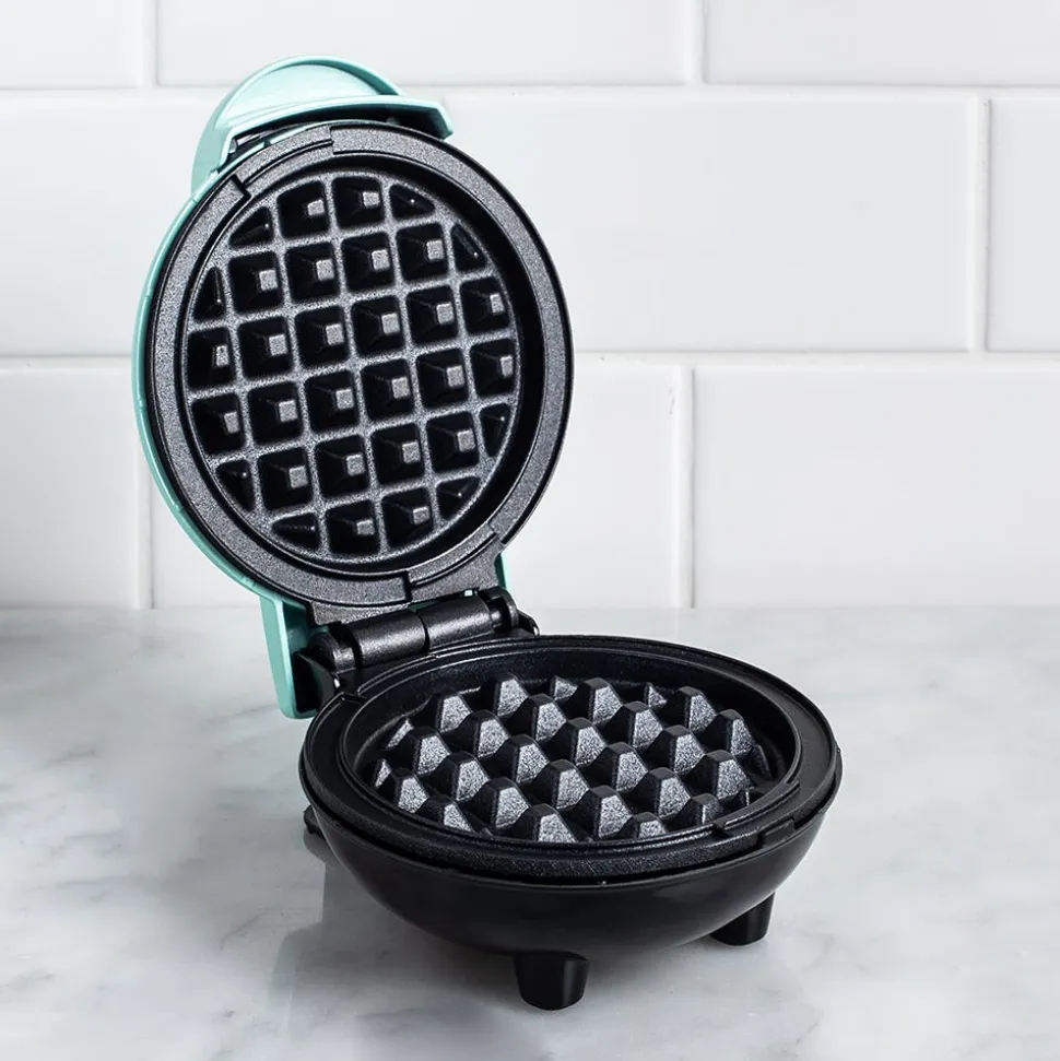 Dash Mini Round Waffle Maker (Aqua)