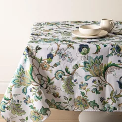 Easycare Printed 'Brissac' Polyester Tablecloth (Blue) 58x78"